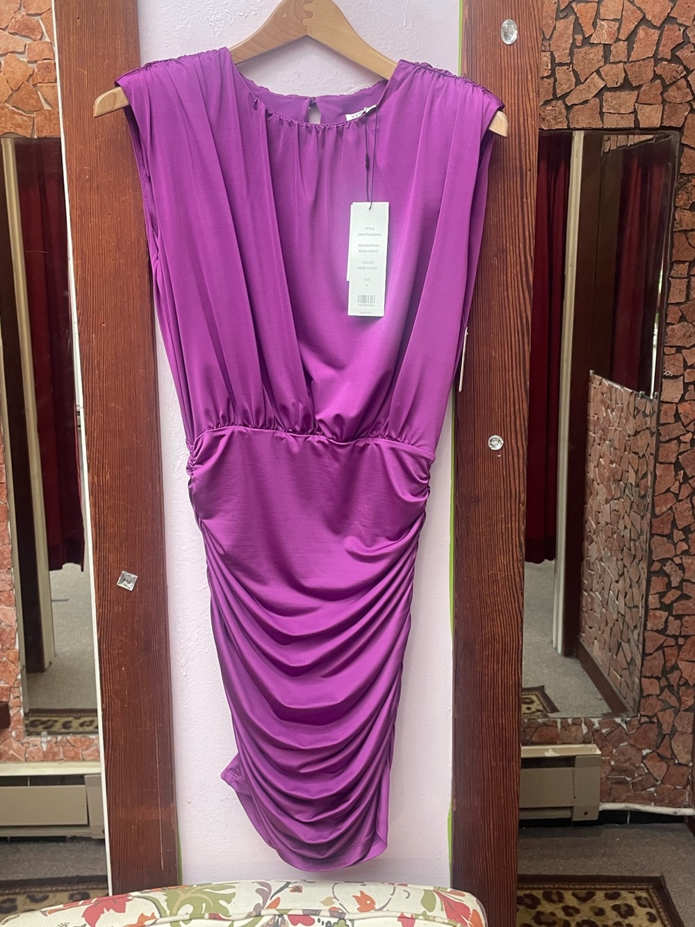 Veronica Beard Magenta/Purple Ruched Midi Dress